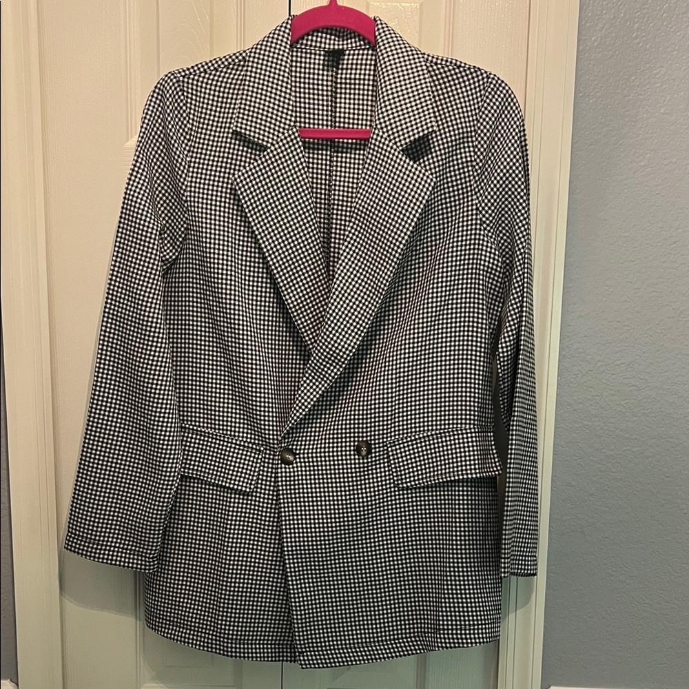 SHEIN Monochrome Houndstooth Jacket